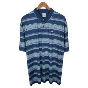 PO849 Men’s Callaway Golf Brand Striped Performance Polo Shirt XL